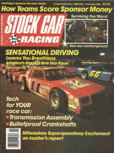 STOCK CAR RACING 1986 NOV - Schrader, Suggins,Goetsch